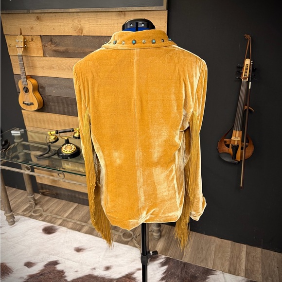 Custom Velvet Double Breasted Gold Blazer - Picture 5 of 10